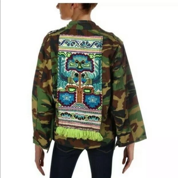 Free People Jackets & Blazers - TRICIA FIX upcycled vintage camo tapestry jacket
